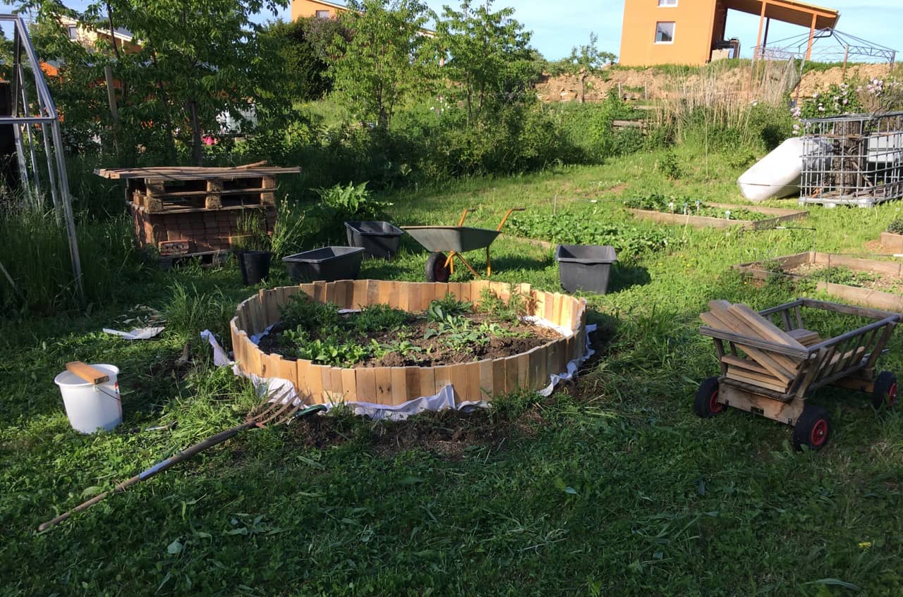 runde Beeteinfassung aus Holzresten (Foto: privat)
